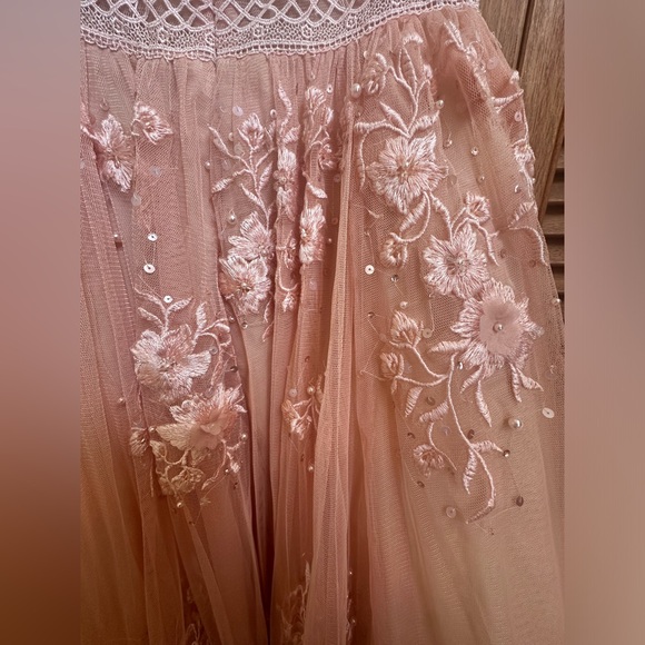 Basix Black Label Pink Strapless Floral Evening Gown Size 2 - Picture 10 of 14